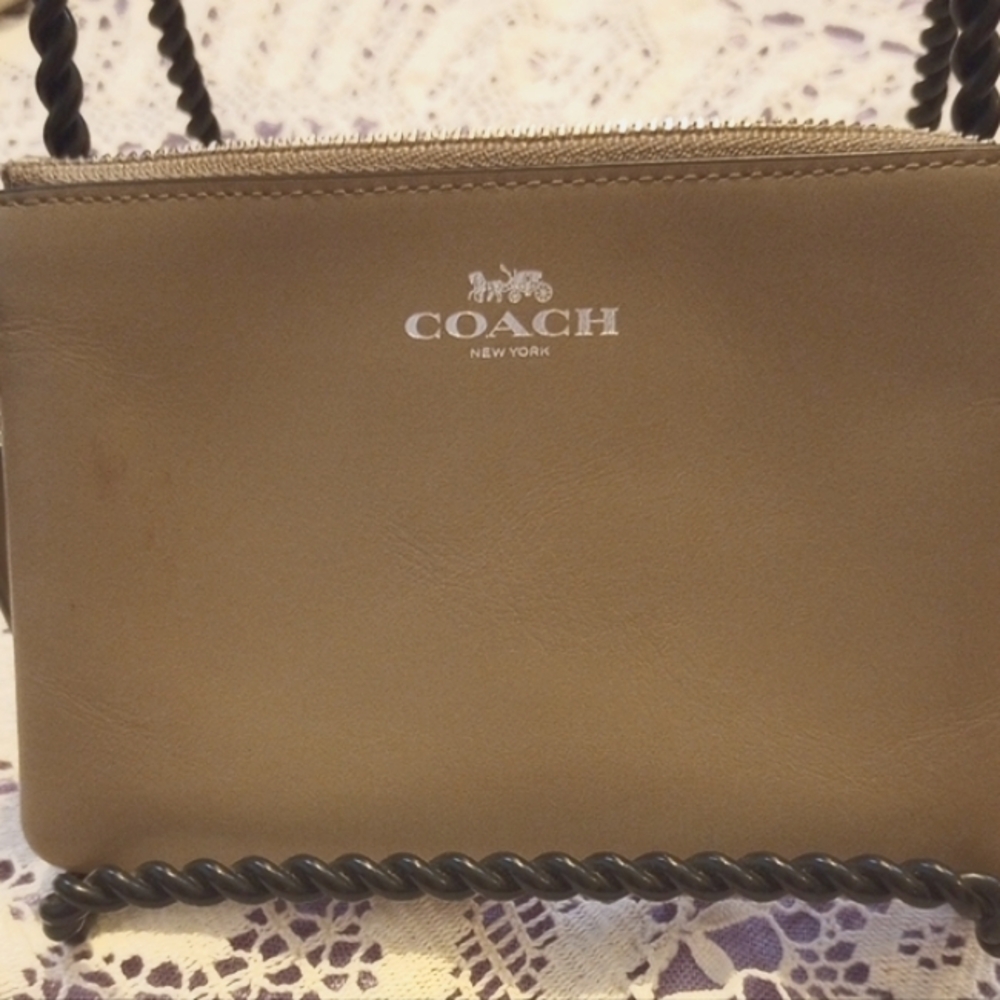 -- Coach Tan Leather Wristlet